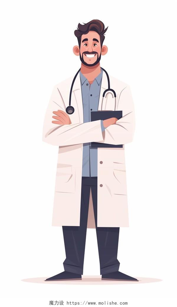 一个穿着白大褂的男医生AI插画